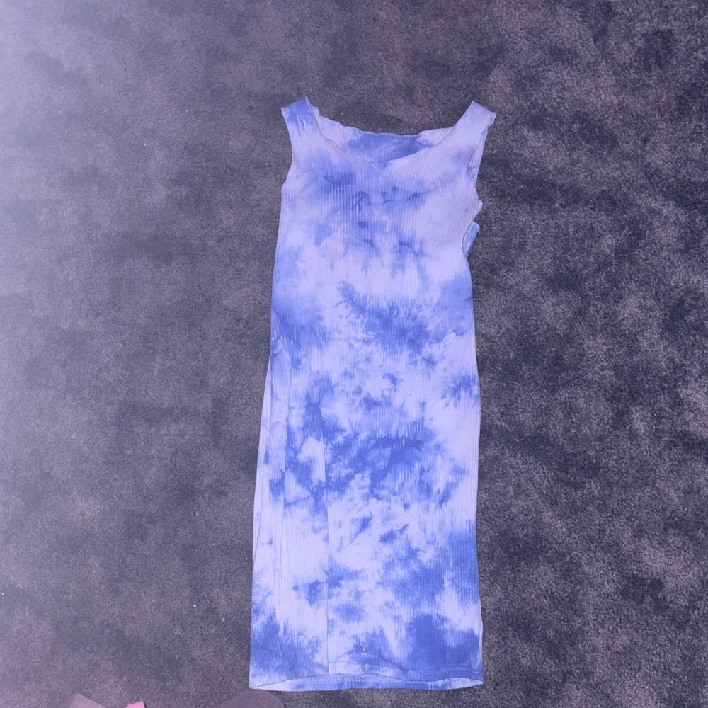 SHEIN Blue Tie-Dye Midi Dress